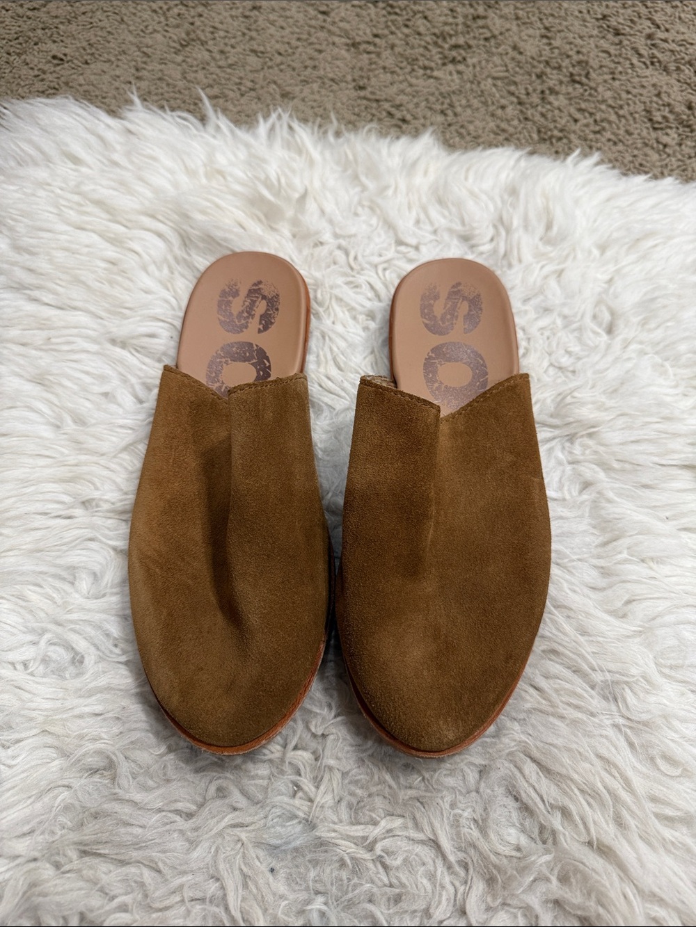 Sorel Ella tan suede slip-on mules Women's size 6